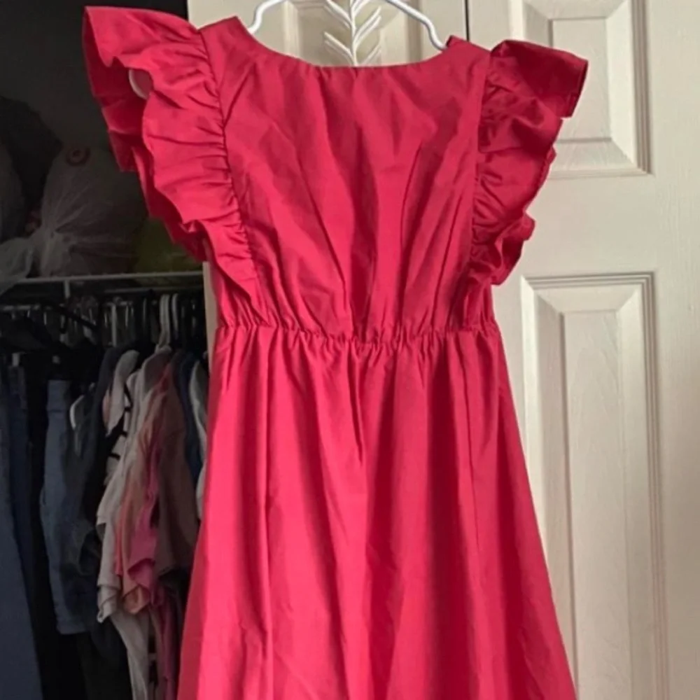 Abercrombie Maxi Red Ruffle Flutter Sleeve Dress